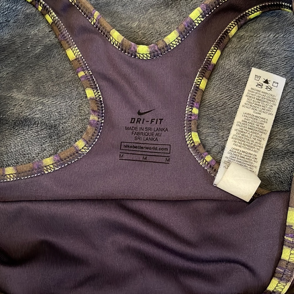Nike Pro Dri Fit Capri Athletic Set Deep Purple & Volt Size M - Picture 6 of 11